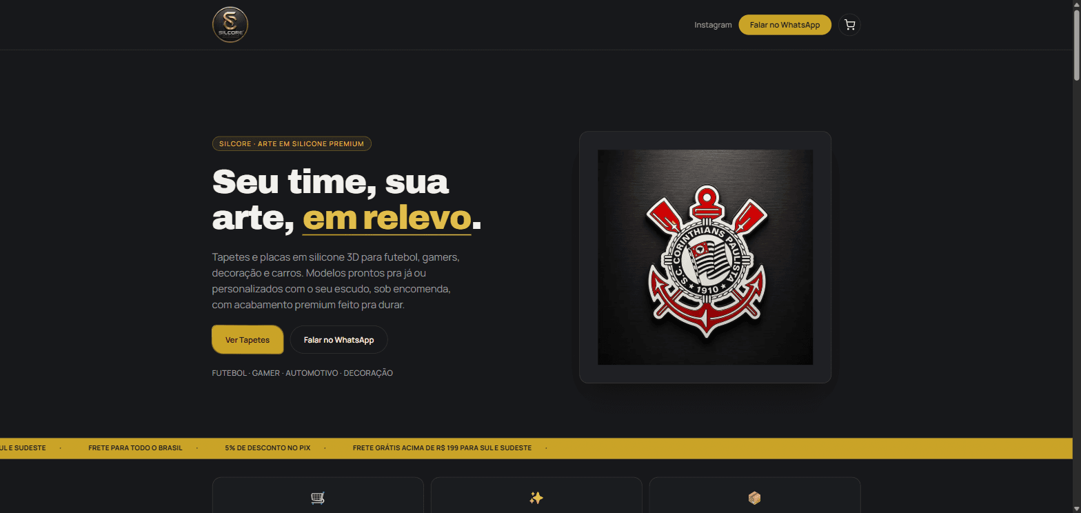Tela inicial do projeto Silcore